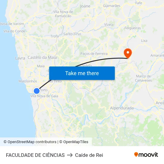 FACULDADE DE CIÊNCIAS to Caíde de Rei map
