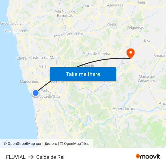 FLUVIAL to Caíde de Rei map