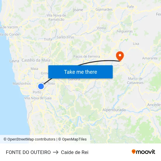 FONTE DO OUTEIRO to Caíde de Rei map