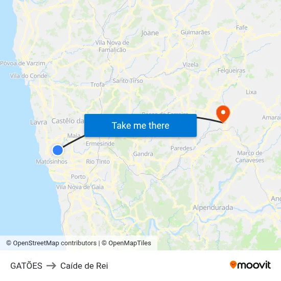 GATÕES to Caíde de Rei map