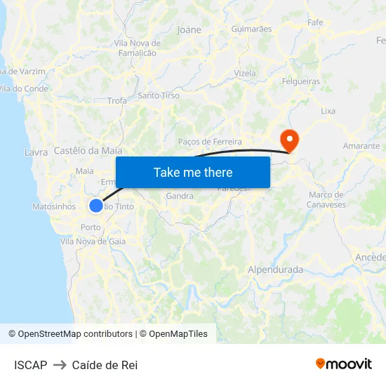 ISCAP to Caíde de Rei map