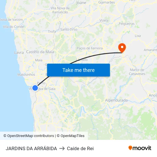 JARDINS DA ARRÁBIDA to Caíde de Rei map