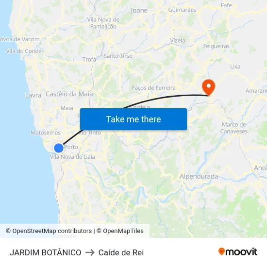JARDIM BOTÂNICO to Caíde de Rei map