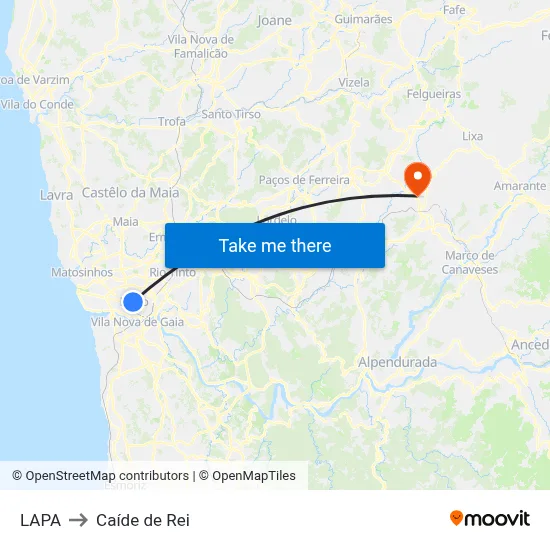 LAPA to Caíde de Rei map