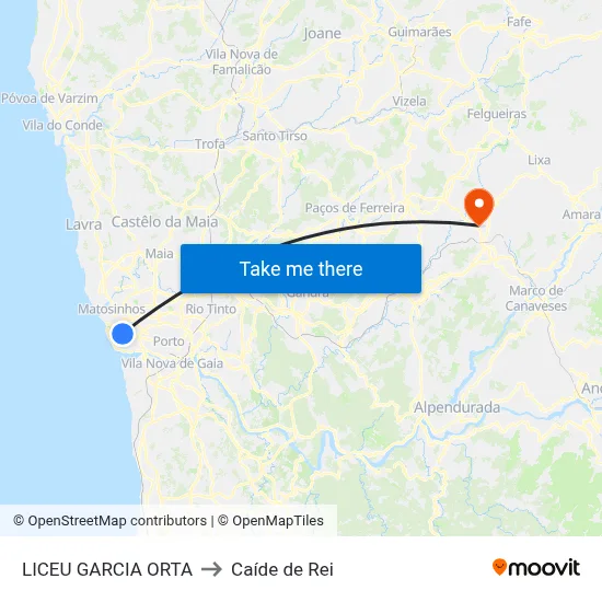 LICEU GARCIA ORTA to Caíde de Rei map