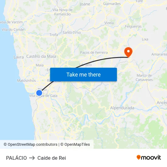 PALÁCIO to Caíde de Rei map