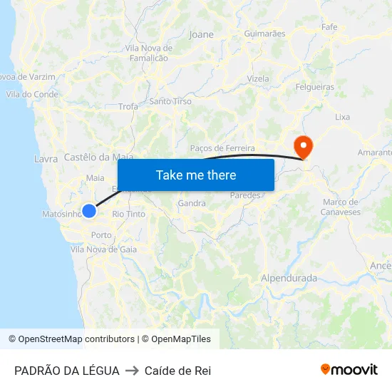 PADRÃO DA LÉGUA to Caíde de Rei map