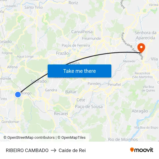 RIBEIRO CAMBADO to Caíde de Rei map