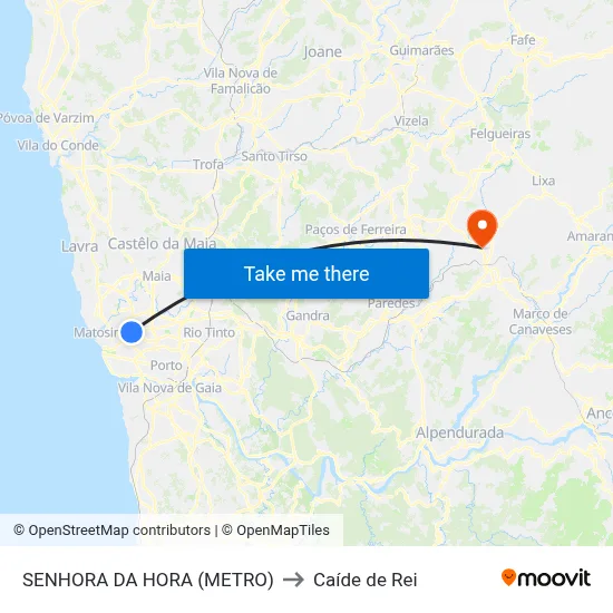 SENHORA DA HORA (METRO) to Caíde de Rei map