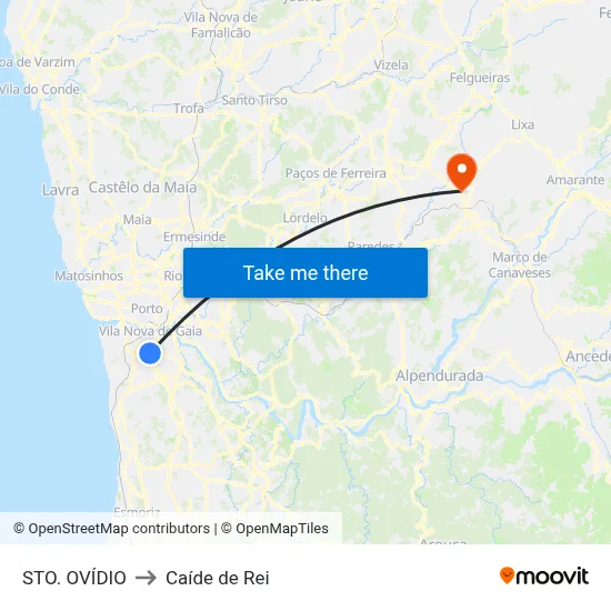 STO. OVÍDIO to Caíde de Rei map