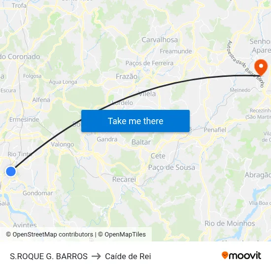 S.ROQUE G. BARROS to Caíde de Rei map