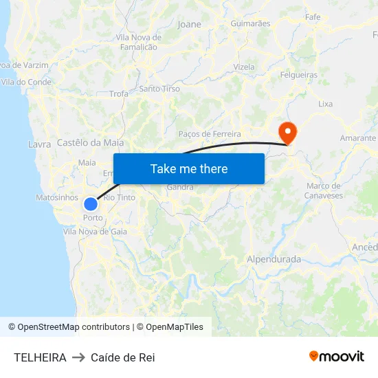 TELHEIRA to Caíde de Rei map