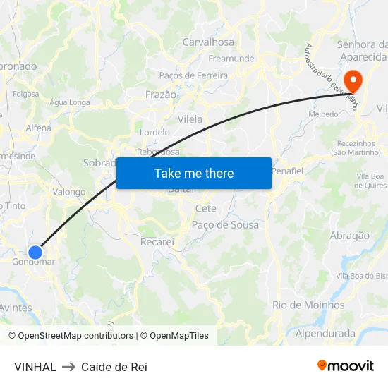 VINHAL to Caíde de Rei map