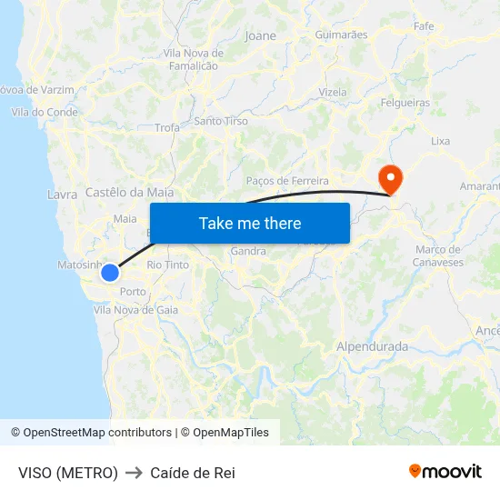 VISO (METRO) to Caíde de Rei map