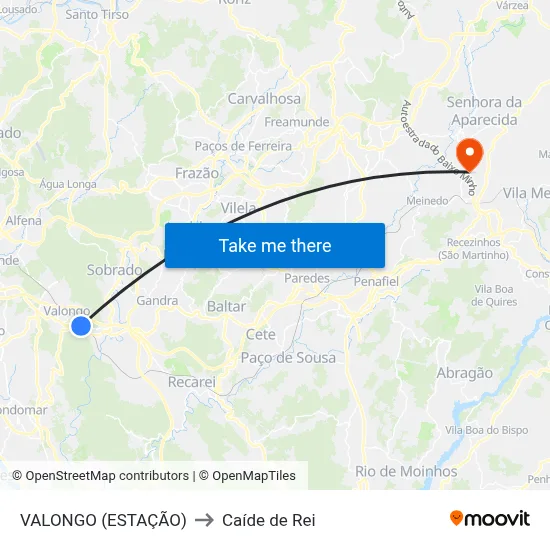VALONGO (ESTAÇÃO) to Caíde de Rei map