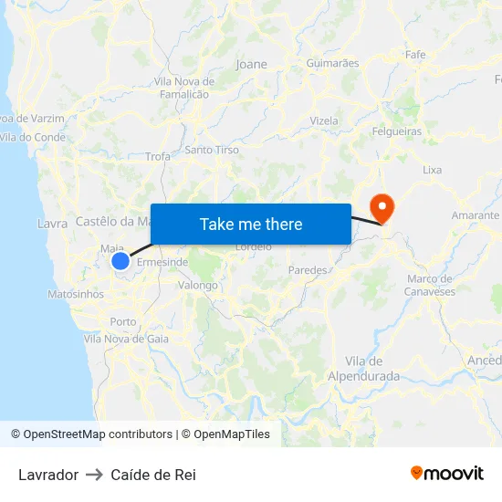 Lavrador to Caíde de Rei map