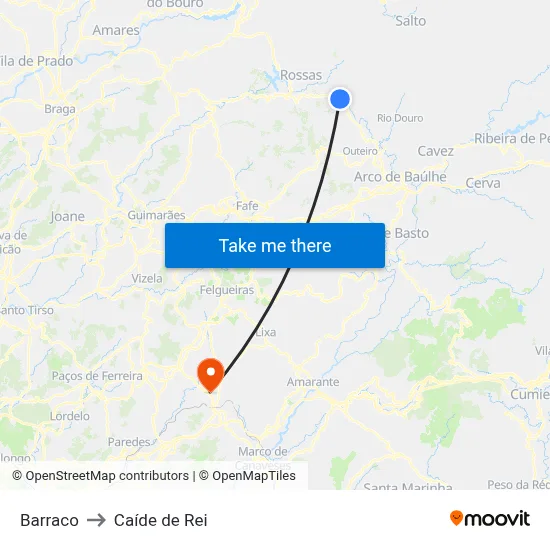 Barraco to Caíde de Rei map