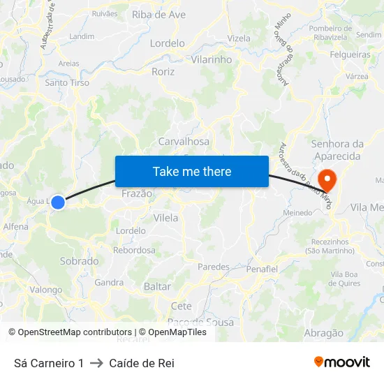 Sá Carneiro 1 to Caíde de Rei map