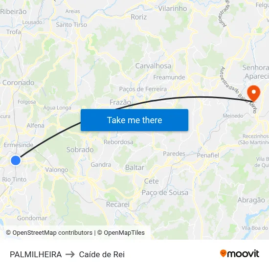 PALMILHEIRA to Caíde de Rei map