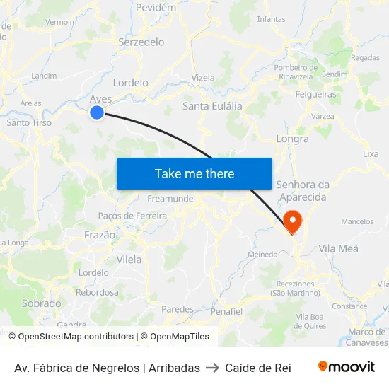 Av. Fábrica de Negrelos | Arribadas to Caíde de Rei map