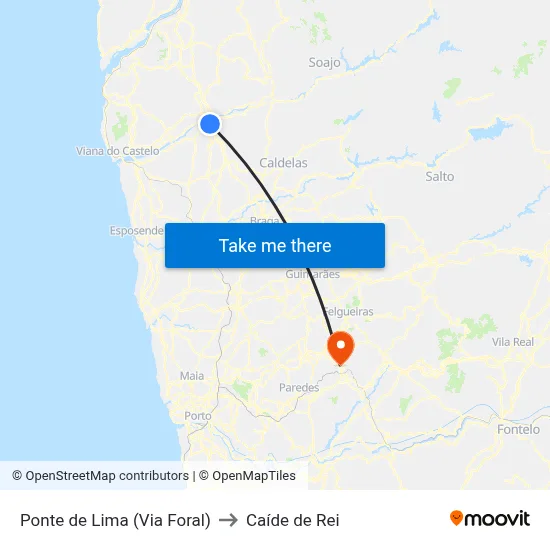 Ponte de Lima (Via Foral) to Caíde de Rei map