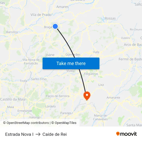 Estrada Nova I to Caíde de Rei map