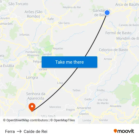 Ferra to Caíde de Rei map