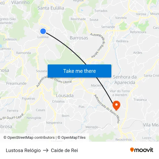 Lustosa Relógio to Caíde de Rei map