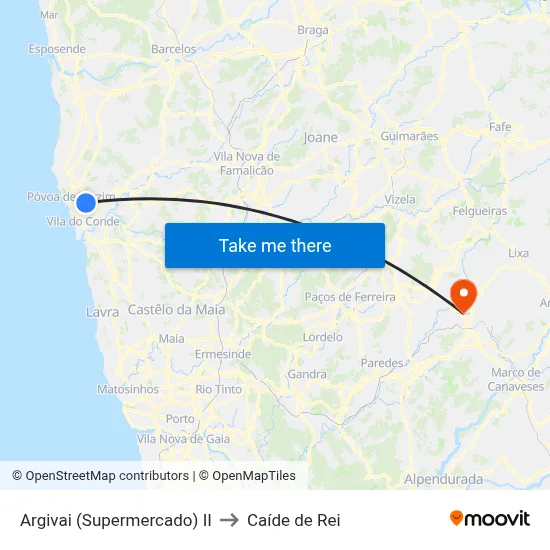 Argivai (Supermercado) II to Caíde de Rei map