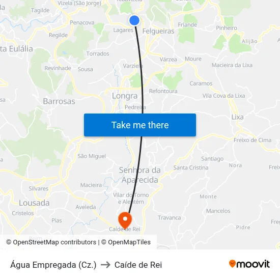 Água Empregada (Cz.) to Caíde de Rei map