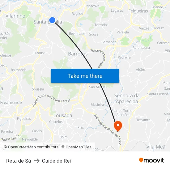Reta de Sá to Caíde de Rei map