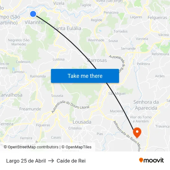 Largo 25 de Abril to Caíde de Rei map