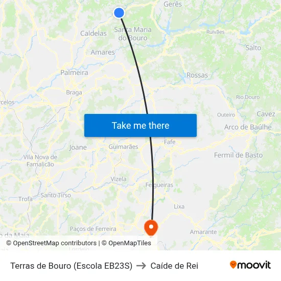 Terras de Bouro (Escola EB23S) to Caíde de Rei map