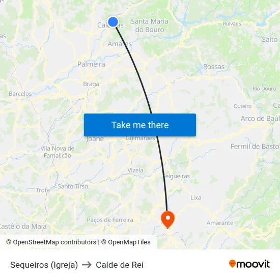 Sequeiros (Igreja) to Caíde de Rei map