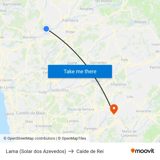Lama (Solar dos Azevedos) to Caíde de Rei map