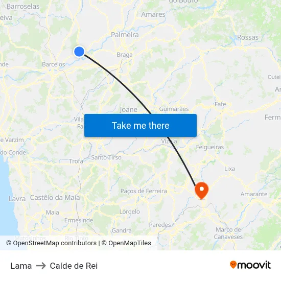 Lama to Caíde de Rei map