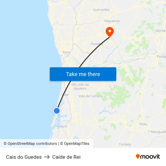 Cais do Guedes to Caíde de Rei map