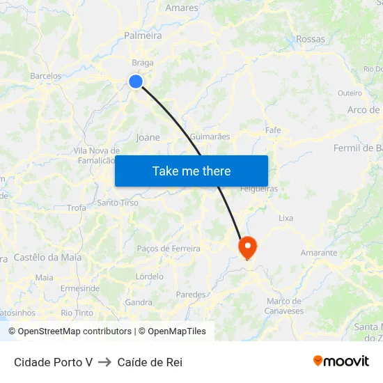 Cidade Porto V to Caíde de Rei map