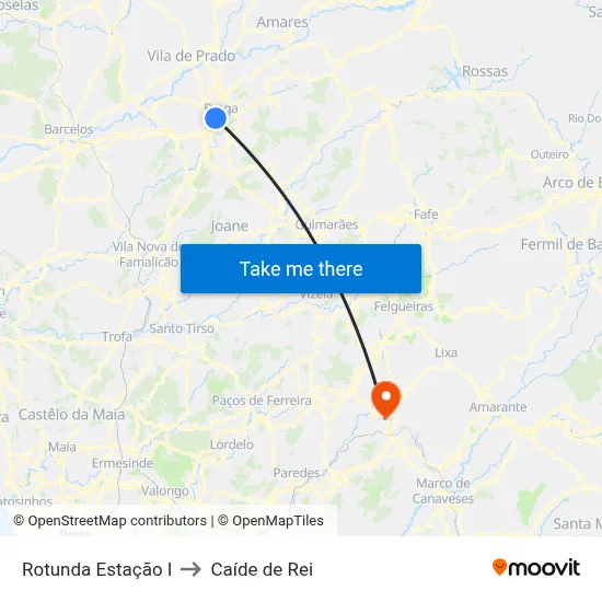 Rotunda Estação I to Caíde de Rei map