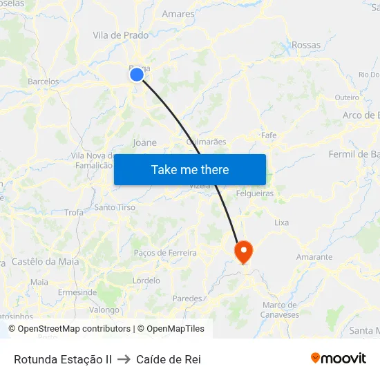 Rotunda Estação II to Caíde de Rei map