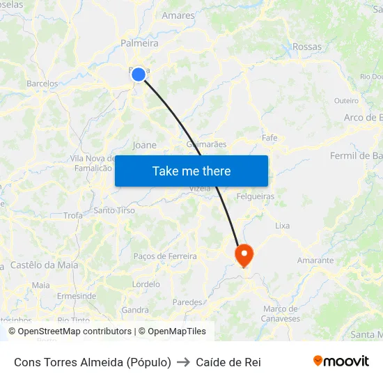 Cons Torres Almeida (Pópulo) to Caíde de Rei map