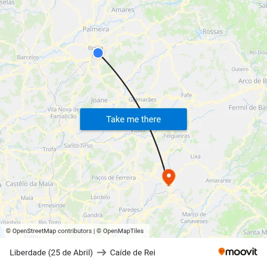 Liberdade (25 de Abril) to Caíde de Rei map