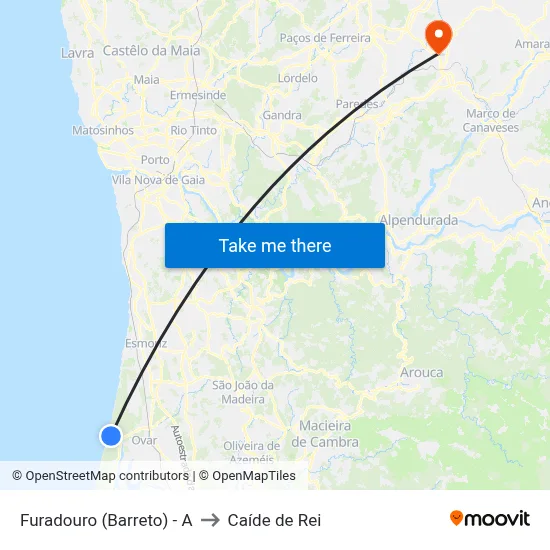 Furadouro (Barreto) - A to Caíde de Rei map
