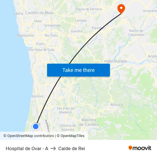 Hospital de Ovar - A to Caíde de Rei map