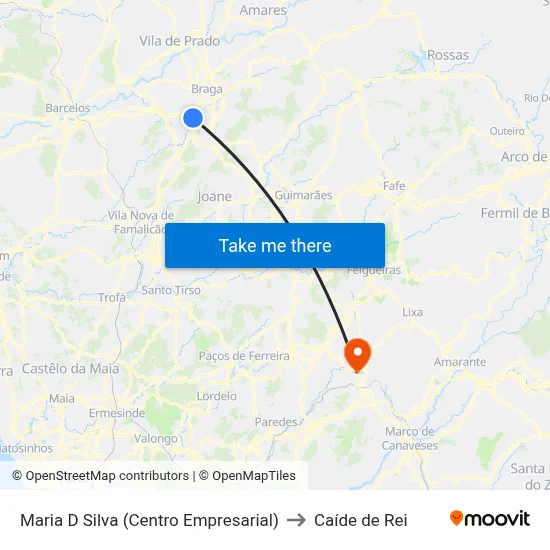 Maria D Silva (Centro Empresarial) to Caíde de Rei map