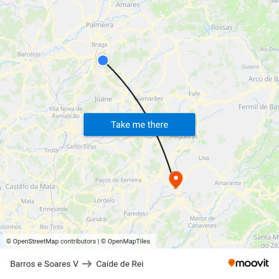 Barros e Soares V to Caíde de Rei map