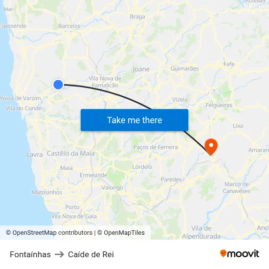 Fontaínhas to Caíde de Rei map