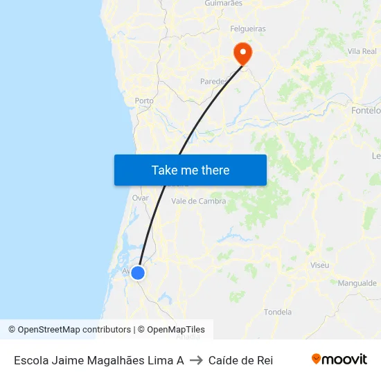 Escola Jaime Magalhães Lima A to Caíde de Rei map
