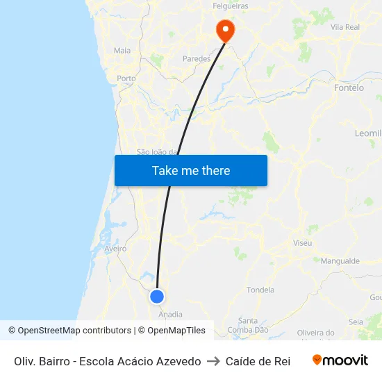 Oliv. Bairro - Escola Acácio Azevedo to Caíde de Rei map