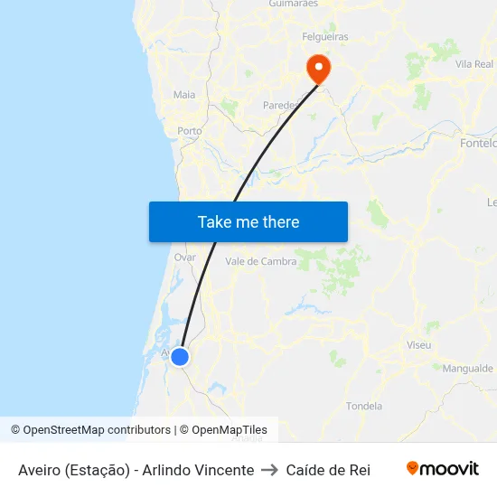 Aveiro (Estação) - Arlindo Vincente to Caíde de Rei map